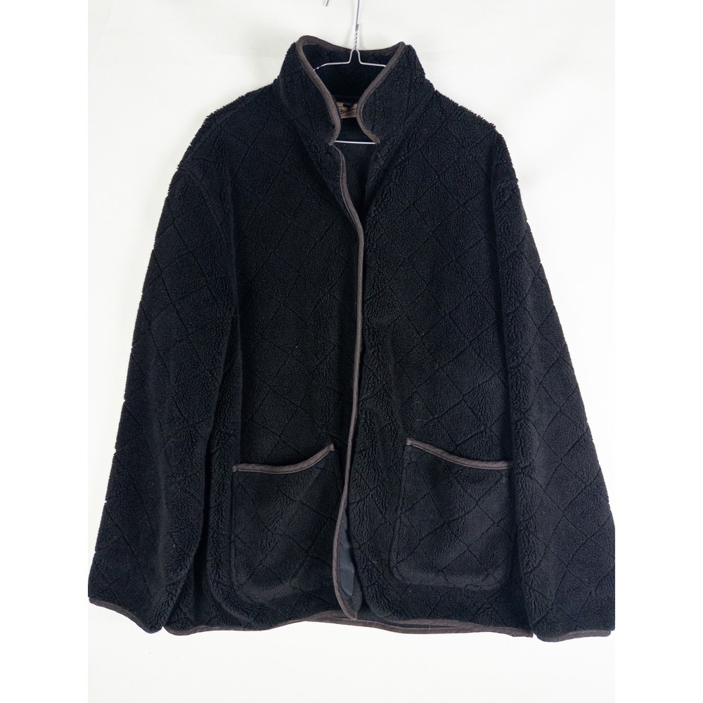 Woolrich Rugged Outdoorwear Sherpa Fleece Jacket Mens XL Black Diamond Quilt Her